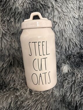 Rae Dunn Cream Ceramic Canister with Black Lettering